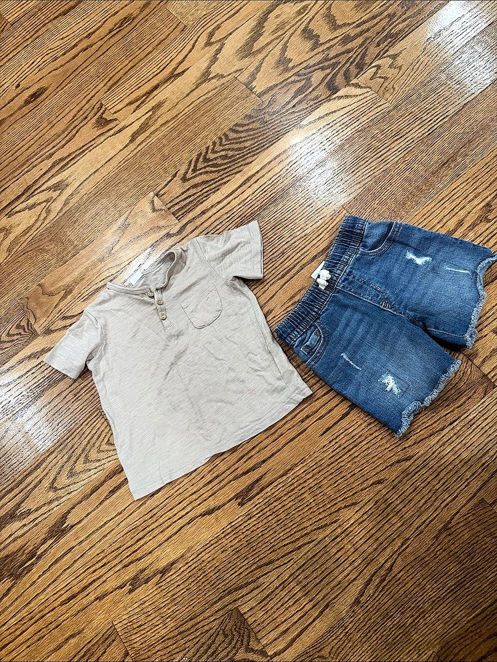H&M Girls 12M Denim Shorts Set Gray Blue Good